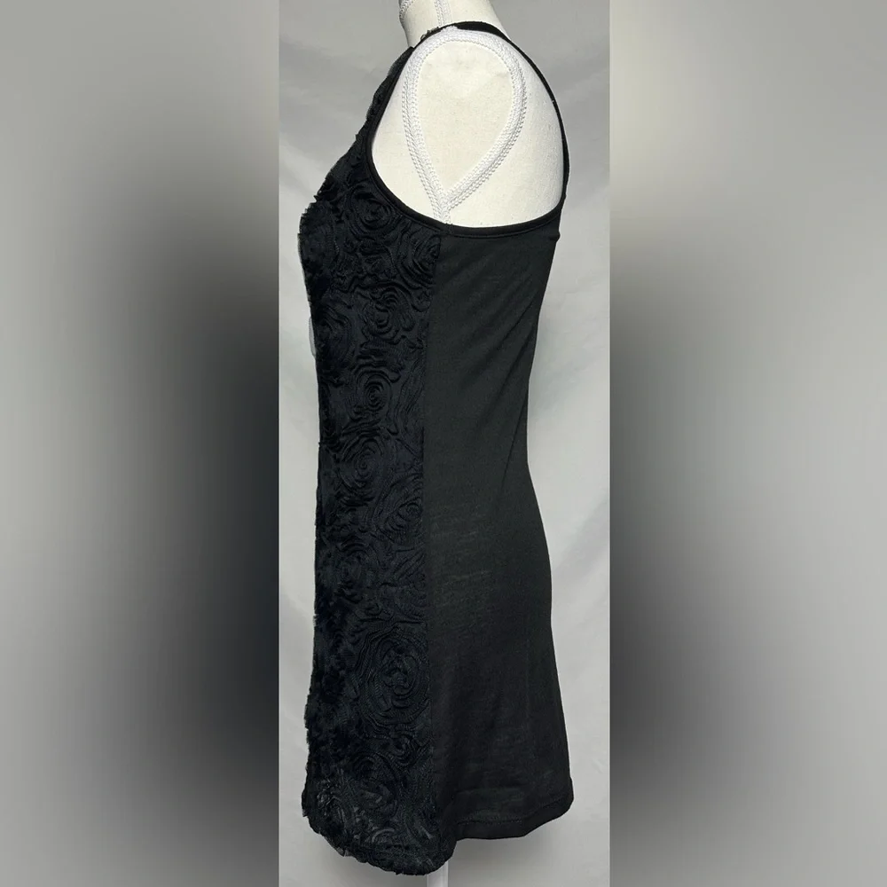 MON AMIE USA Y2K Black Rose Embellished Whimsigoth Fairy Mini Dress Size S - Picture 2 of 5